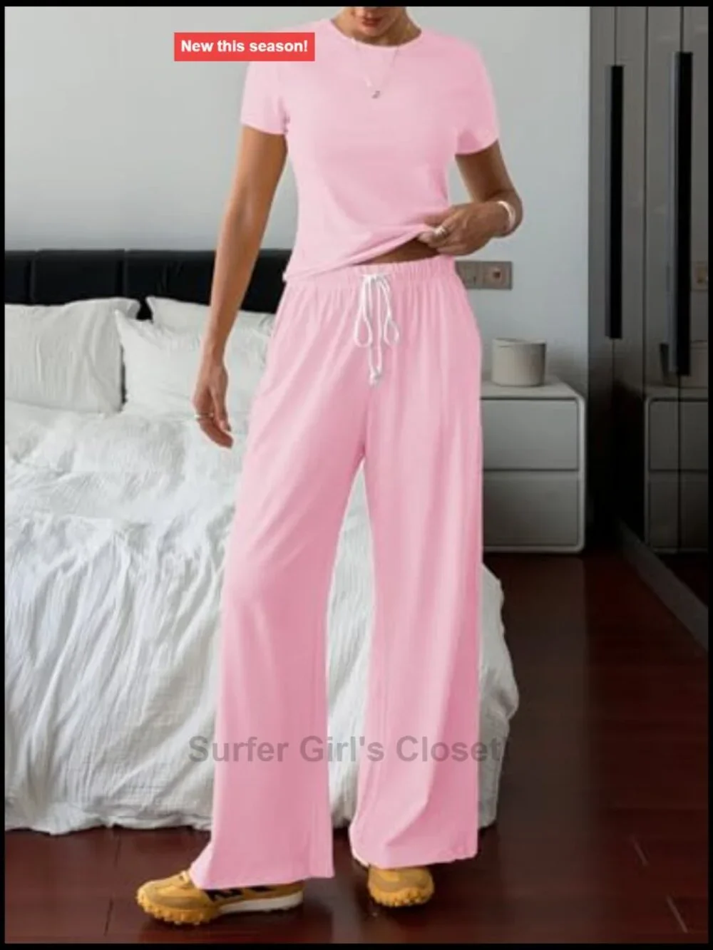 Crop Top & Wide Leg Sweatpants Lounge Set - Two Piece Matching Tracksuit